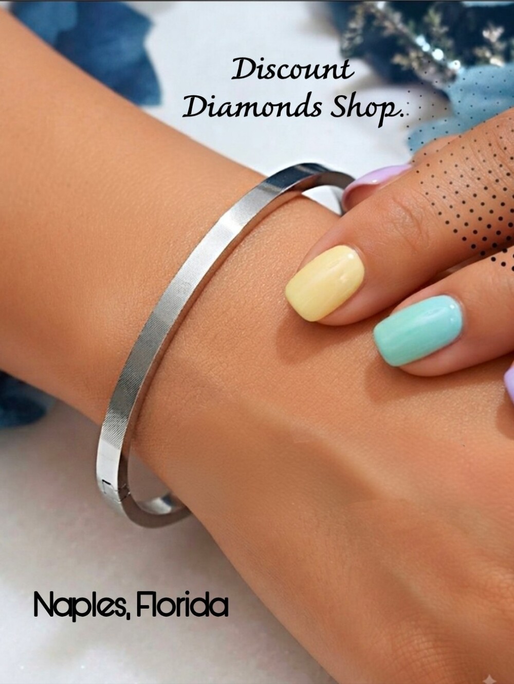 Titanium Steel Silver Hinged Bangle Bracelet